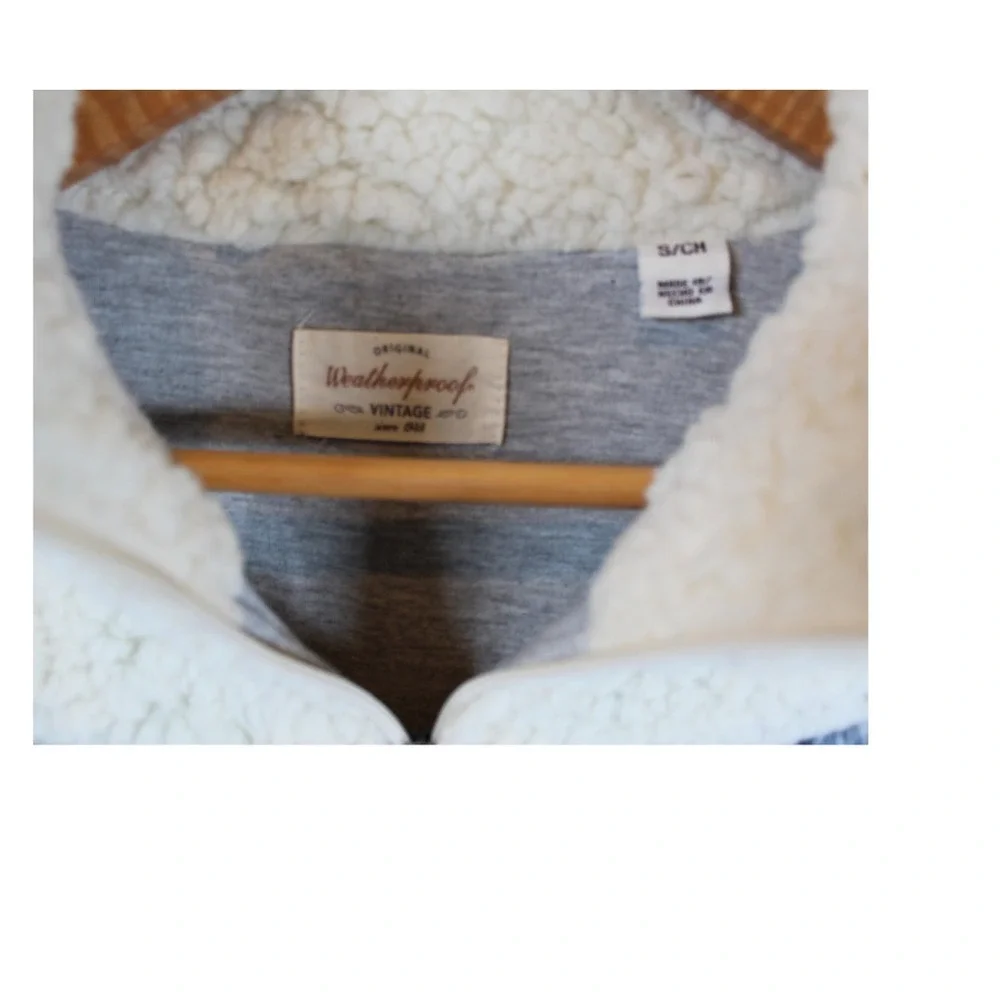 Weatherproof 1/4 Zip  Womens S Cozy Pullover Faux Sherpa Cream Blue Gray Chevron - Picture 4 of 4